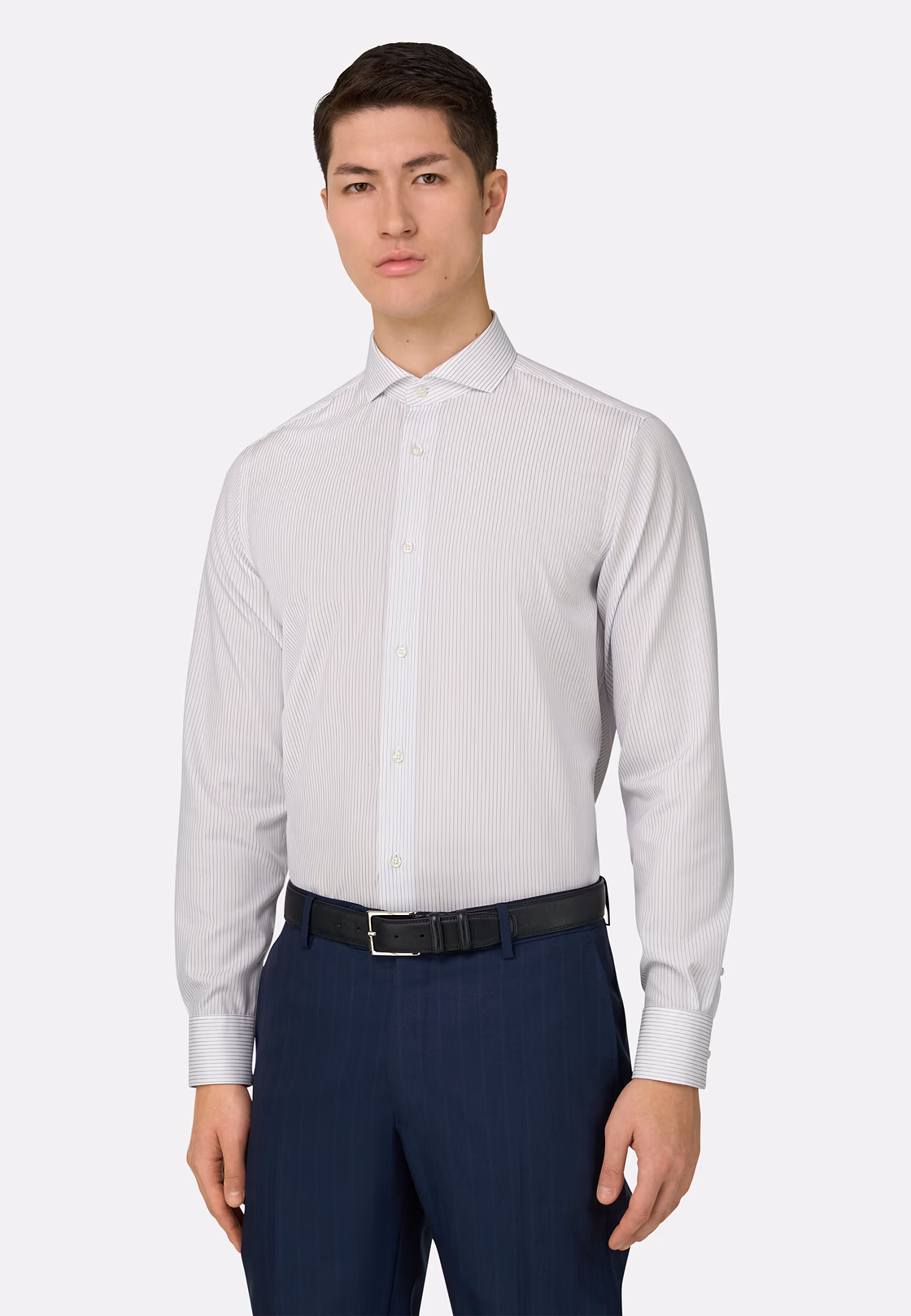 BOGGI Milano Slim-Fit Striped Shirt — Azul
