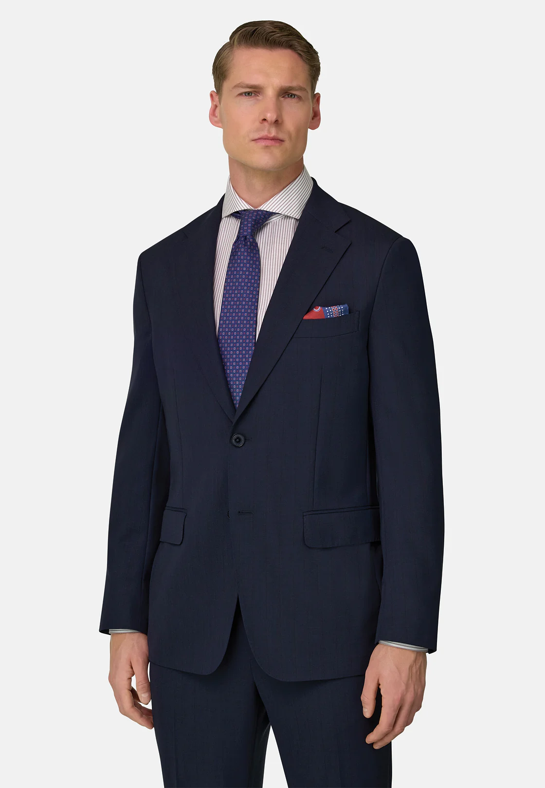 BOGGI Milano Pinstripe Travel Wool Suit — Azul Marino