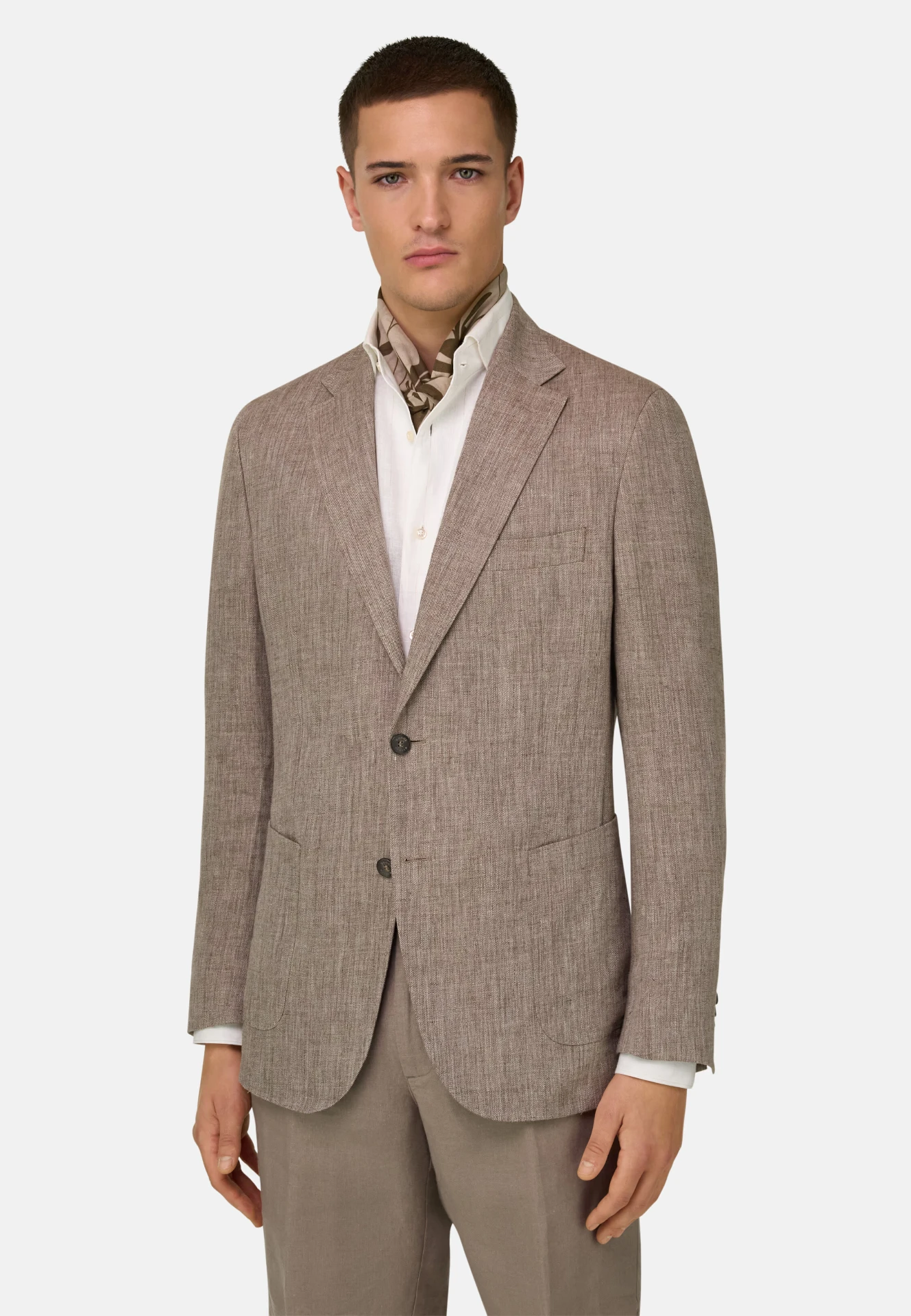 BOGGI Milano Mélange Pure Linen Jacket — Marrón