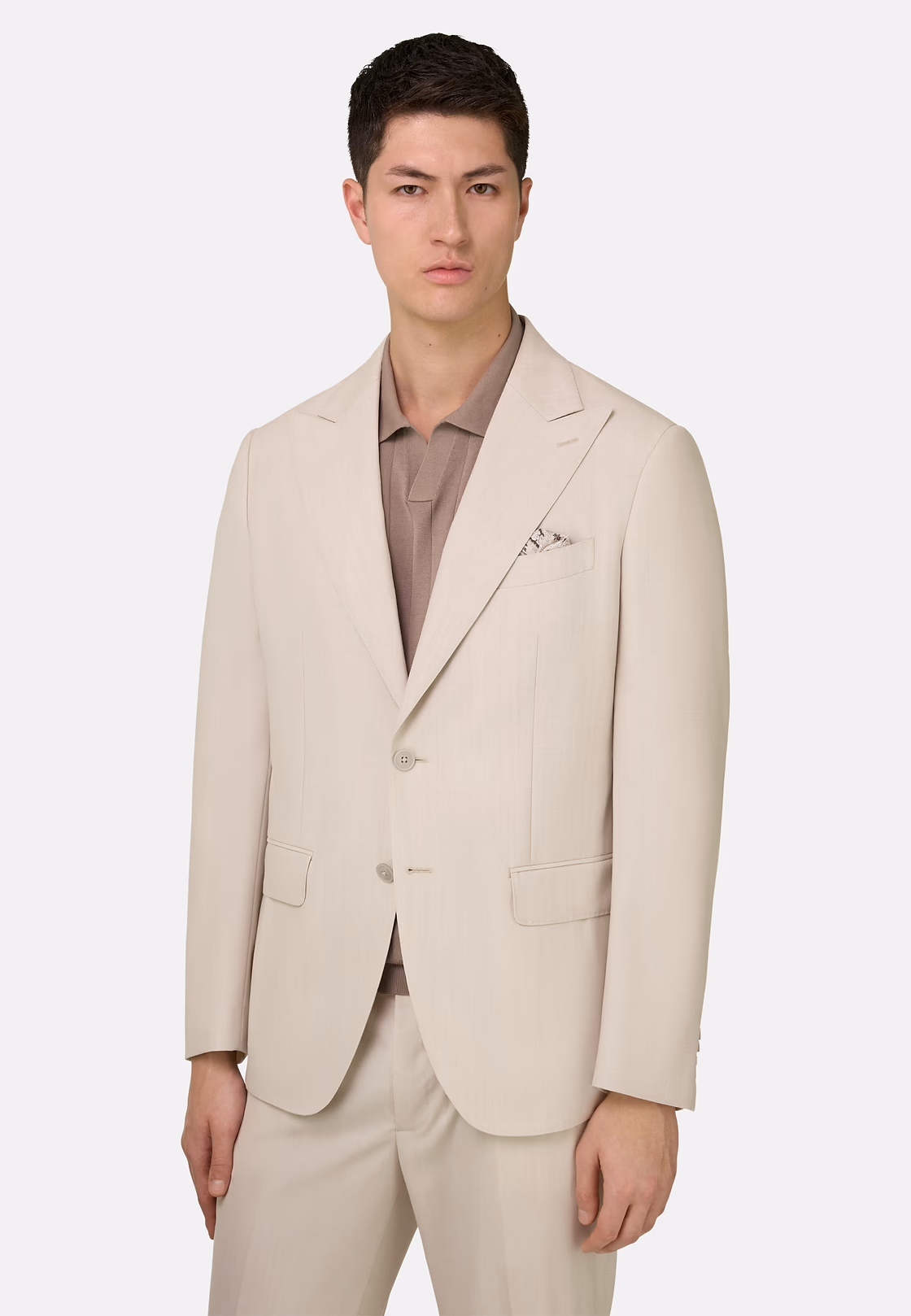 BOGGI Milano Pure Travel Wool Suit — Crema