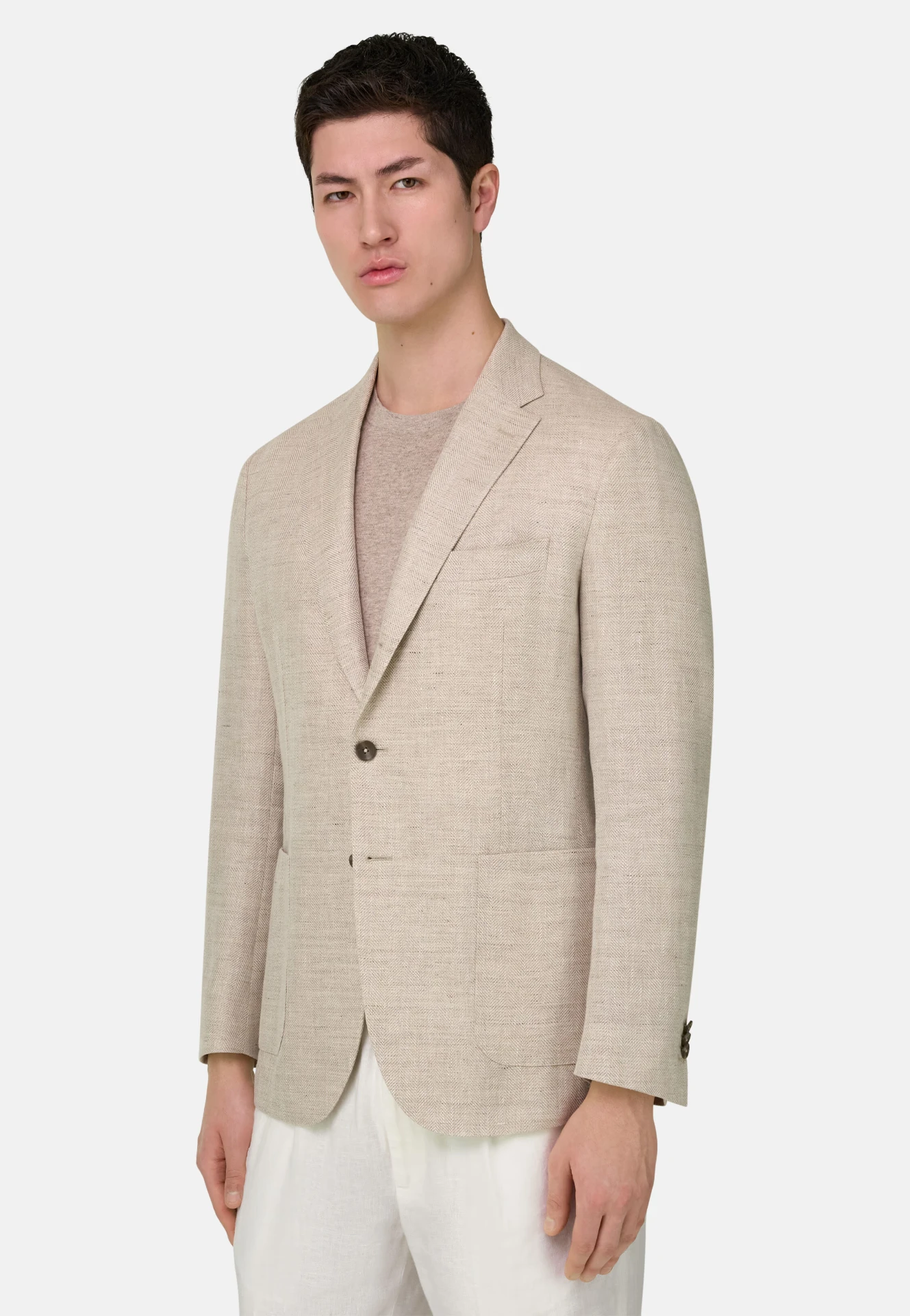 BOGGI Milano Herringbone Linen and Wool Jacket — Arena